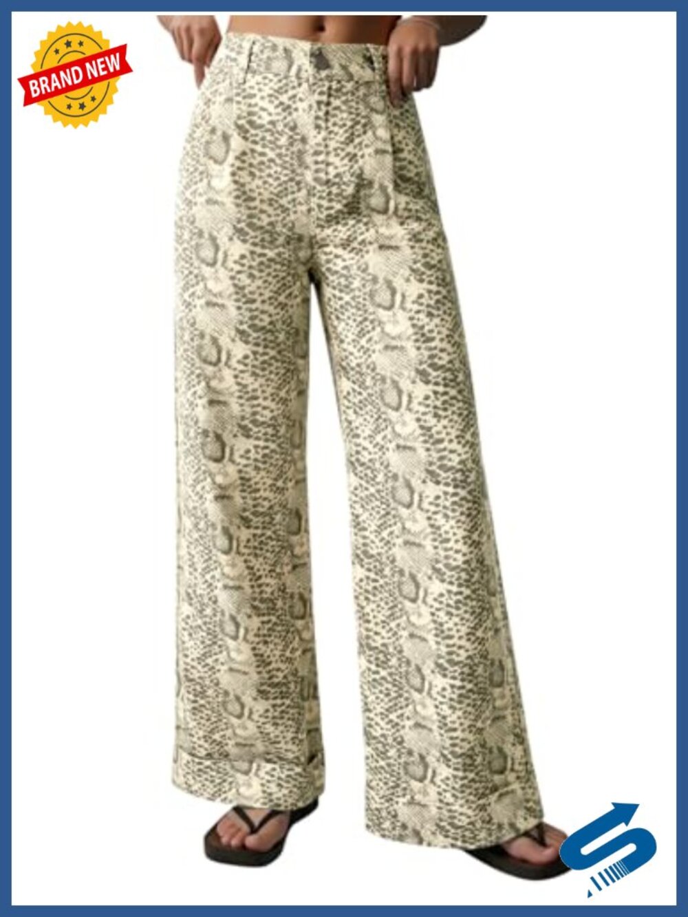 Floral Baggy Wide Leg Jeans High Waisted Cotton Denim Pants